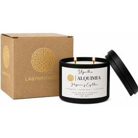 LABYRINTHUS ALQUIMIA Velas aromaticas para regalo decorativas artesanal soya lavanda, vainilla y crítricos suaves Aromaterapia 180 g / 7 oz (2 mechas)