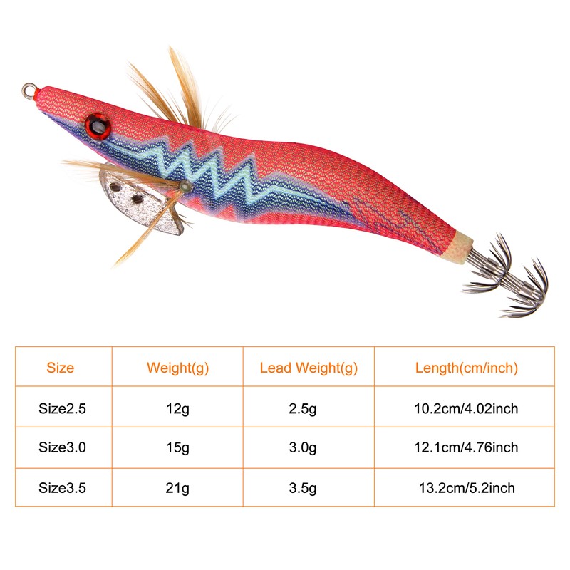 Squid Jigs Shrimp Fishing Lures Kits Squid jig Hooks Wood