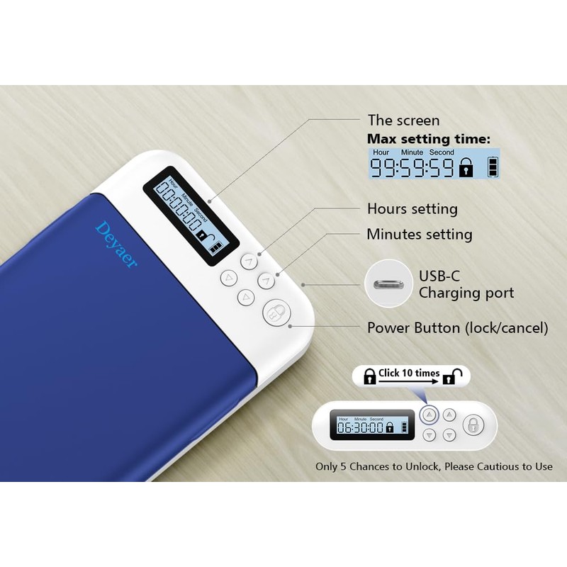 Dayear Phone Lock Box with Timer, Self-control Phone Safe, Timed