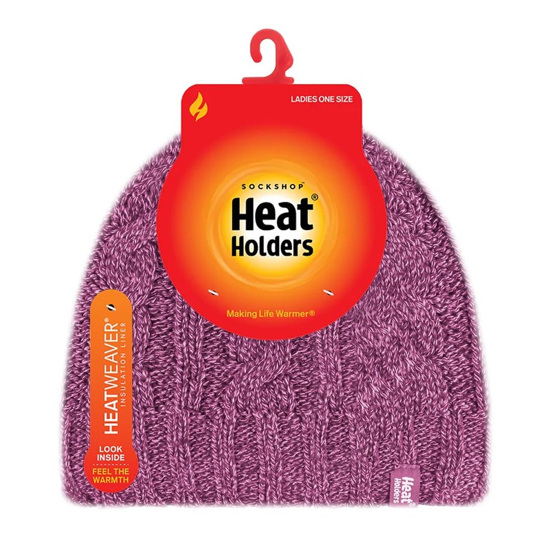 HEAT HOLDERS - Womens Thermal Fleece Lined Cable Knit Winter