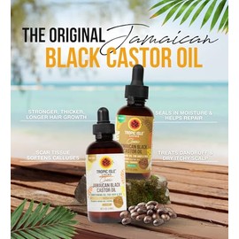 Tropic Isle Living Aceite de ricino negro jamaicano (original) con aceite de ricino de mezcla ligera, crecimiento del cabello y cuidado del cuero cabe
