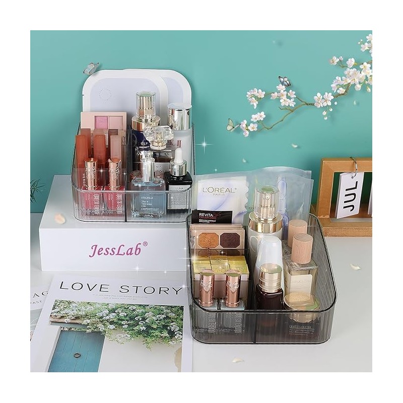 JessLab Makeup Organizer, PET Skincare Organizer with 5-Compartment Cosmetic Storage