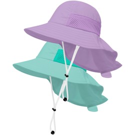 Toddler Baby Sun Hat Kids Summer UPF 50+ for Boys Girls Adjustable Beach Hats with Bucket Wide Brim Age 1-7 Years