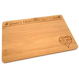 Samunshi® Wooden Board with Engraving Mama's Breakfast Board Bamboo Board Breakfast Board Wooden Chopping Board Kitchen Vesperbr