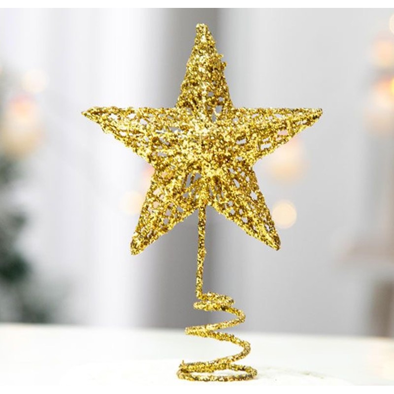 20cm Christmas Tree Topper, Gold Tree Topper Star Xmas Star