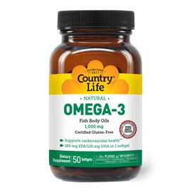 Country Life Omega 3 Fish Body Oils, 50 Sftgls 1000 MG by Country Life                                                                                
