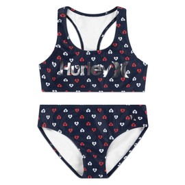 Hurley - Conjunto de ba o de dos piezas con espalda cruzada para ni a (ni os grandes), Marina de medianoche, X-Large