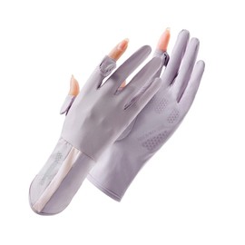 SUJAYU UV Protection Gloves Driving Gloves Women, Full finger UV Gloves Sun Gloves Sun Protection Gloves, Thin Gloves UV Light Gloves Women Cycling Gloves for Women (Light Purple)