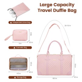LOVEVOOK Travel Duffle Weekender Bag for Women - Carry-On Overnight With Wet Pocket, Shoe and Toiletry Compartments - Quilted Gym and Hospital Bag for Labor and Delivery (18 Inch)