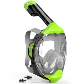 EMSINA-Full Face Snorkel Mask Adult The Perfect Snorkeling Gear for Adults and Kids, Upgrade Dry Top Breathing System-New flowtech design- Foldable Panoramic View, Anti Leak&Fog_CitrusL/XL