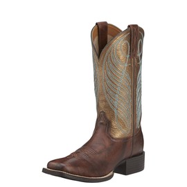 Ariat Women’s Round Up Wide Square Toe Western Boots – Classic Leather Boot
