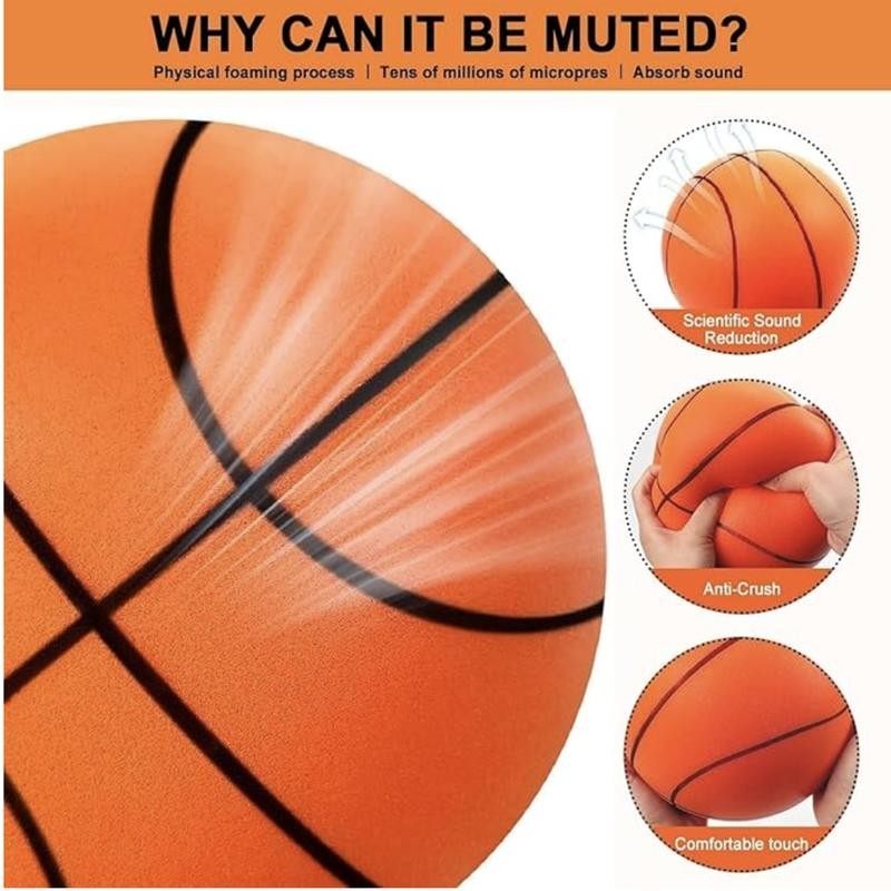 Silent Basketball with Net and Hoop, 2025 Upgrade Foam Indoor