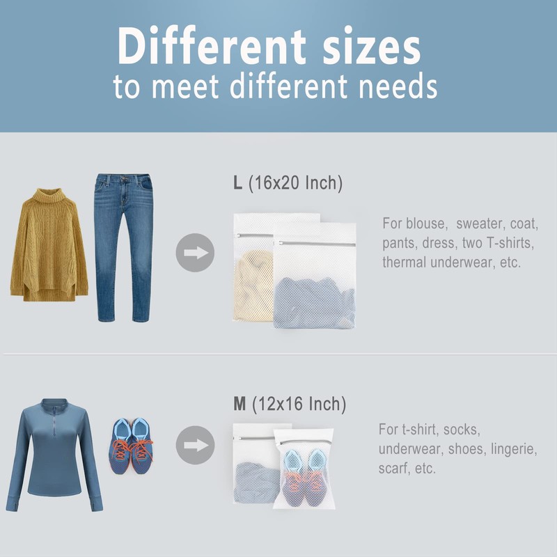 Muchfun 5Pcs Durable Honeycomb Mesh Laundry Bags for Delicates (2Large,