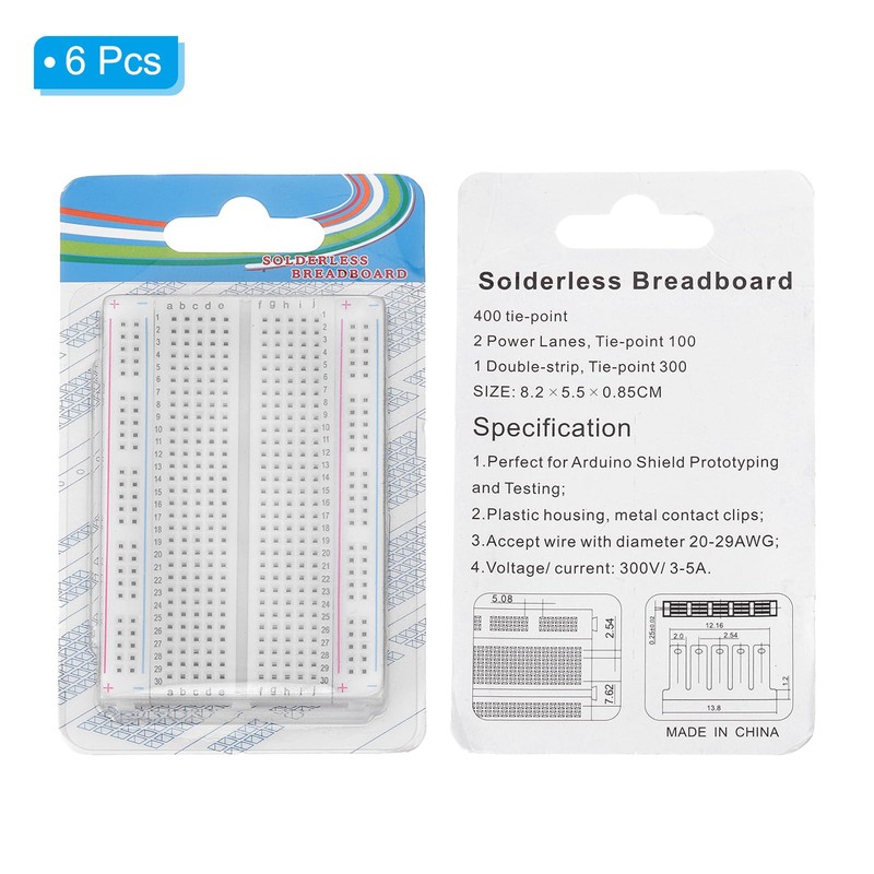PATIKIL 6 Pcs Breadboard, Solderless Breadboard Large Breadboard 400 Tie