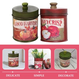 Yardwe 2 Botes De Metal Rústico Con Tapa Contenedor De Harina Vintage Bote De Metal Para Almacenamiento De Alimentos Lata De Té De Hojas Sueltas Contenedor De Residuos De Cocina Tarro De