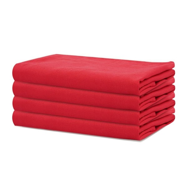 Sweet Needle - Pack of 4 Oversized 100% Cotton Napkins 45cm x 45cm Red - Heavy Fabric for Everyday Use with Mitered Corners
