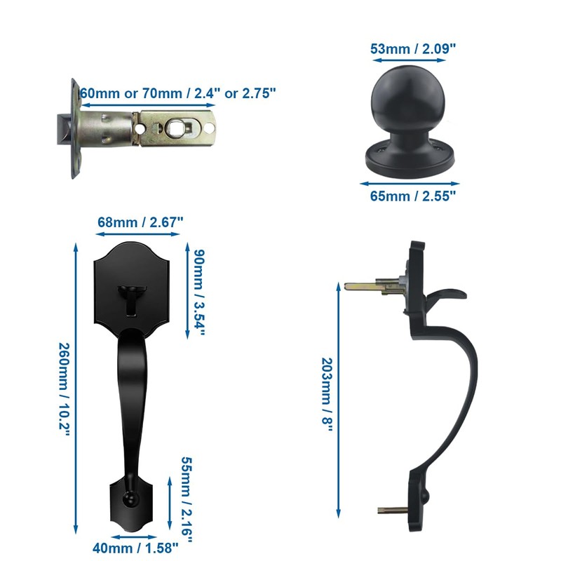 Comfhouse Front Door Lock Handle, Entry Handleset Exterior with Interior