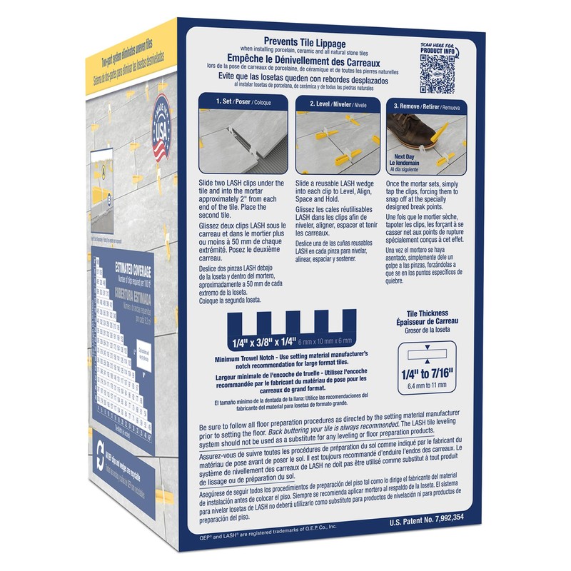 QEP LASH Tile Leveling System, Part A, Clips for 1/16"