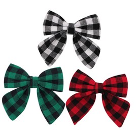 Abaodam 3pcs Cute Lattice Bow Hair Clips for Girls Lightweight Bowknot Hairpins Black Green Red for Birthdays Showers and Everyday Wear