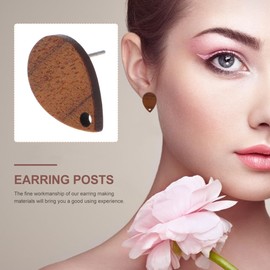 EXCEART 30 Pieces Wooden Stud Earrings DIY Jewellery Making Accessories, Geometric Ear Pins Teardrop Shape, Creative Wooden Earrings for Individual Earrings Designs
