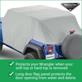 MasterTop Full Door Cab Cover Fits 2007-2018 Jeep JKU Wrangler 4 Dr with Hard or Soft top Removed|Made with Durable Waterproof Exterior and Paint Pampering Soft Interior|11110409, |Gray