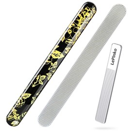 Diamond Nail File with Crystal Nail Shiner Set, Stainless Steel Nail File with Nano Glass Buffer, Metal Sapphire File with Nail Polisher, Professional Manicure Pedicure Kit for Salon Home and Travel,