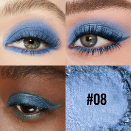 Erinde Blue Glitter Eyeshadow Palette, Matte Glitter Eyeshadow Palette, Waterproof Metallic Eyeshadow Palette, Pressed Powder & Long Lasting Eye Makeup with an Applicator