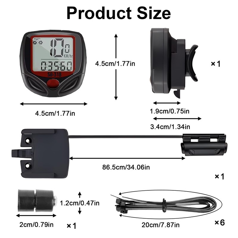 Bike Computer Wireless, 15 Functions IP54 Waterproof Bike Speedometer Cycle