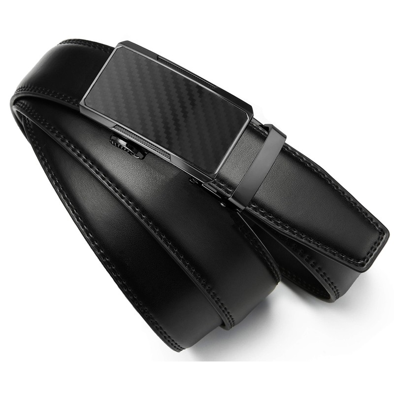 CHAOREN Men's Leather Belt, Auto-Lock Type, No Holes, Business Suit