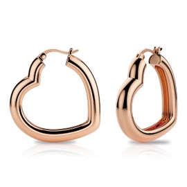 Valentines Day Earrings Gift Rose Gold Heart Earrings for Women Trendy Hypoallergenic Lover Earrings Chunky Hoop Earrings