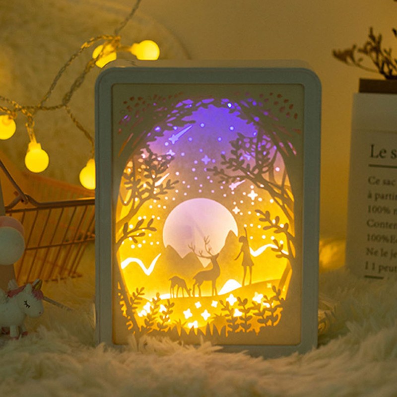 Papercut Light Box Soft Warm Light Romantic USB Battery Powered