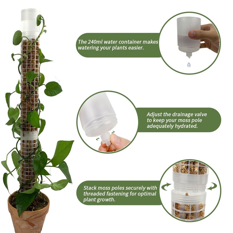 Moss Pole, Self-Watering Moss Pole for Plants Monstera, 17.4 Inch