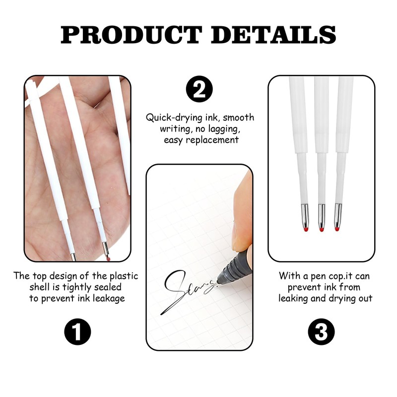 30 Pcs Ballpoint Pen Refills, Replaceable Retractable Black Ink Ballpoint