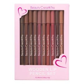 Beauty Creations - Set 12 Delineadores Wooden Lip Pencil Variado