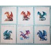 6 Piece 3"x3" Dragons 100% Cotton Panel Squares | Quilting