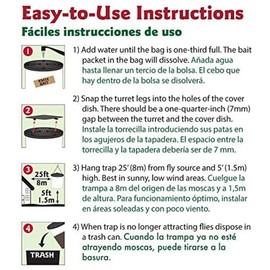 Flies Be Gone Outdoor Fly Trap - Disposable Non Toxic Fly Catcher, Made in USA - Natural Bait Trap for Patios, Ranches, Outdoor Environments - Disposable Flytrap, 10-Pack