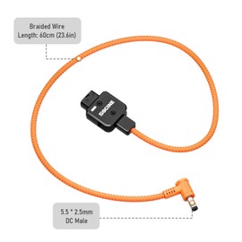 ZGCINE D-Tap to 5.5*2.5mm DC Connector Power Cable 60cm Length 180°Rotatable with Braided Wire Compatible with V-mount/Gold Mount Battery Monitor Vedio Light DSLR Rig Power Supply