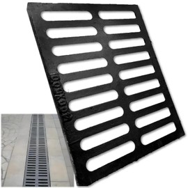 MOSINSBO Cast Iron Drain Grate 20x16 in, C-Class 56200 lbs Heavy-Duty Driveway Channel Cover, Outdoor Trench Drainage Grate, Black Rectangle Metal Sewer Cover for Garage (True 19.7x15.7)