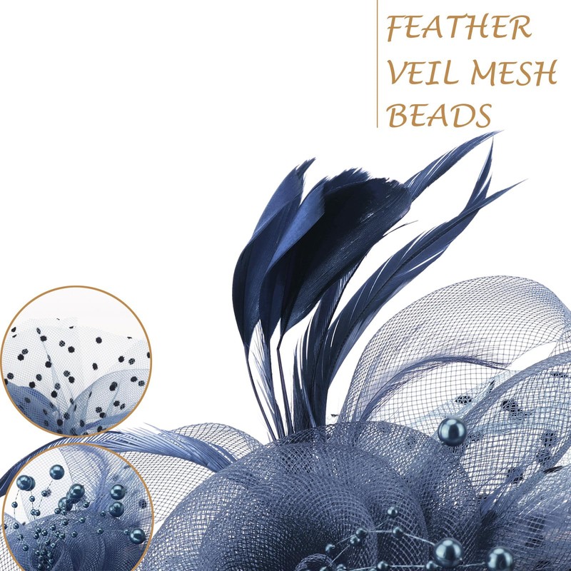 DRESHOW Fascinator Hats for Women Veil Mesh Tea Party Hat