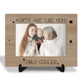 Aunt Wooden Picture Frame with Stand Mother's Day Gift for Women Auntie Aunt from Niece Nephew, Aunts are like Moms Only Cooler Shelf Home Desk Decor Photo Frame Tabletop Display 4x6" Horizontal -09