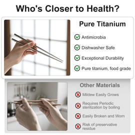 Zumyzu Pure Titanium Chopsticks Spoons Set, Lightweight Durable Ti Flatware Set, Kitchen Tableware Cutlery Set for Home Restaurant Outdoor, Camping Portable Reusable Travel Utensils Dishwasher Safe