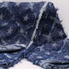 10 oz Star Pattern Denim Jacquard Fabric,Deep Blue,Non-Stretch,Water-Washed with Fringe