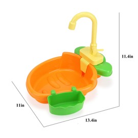 Parrot Shower Bathtub, Bird Bath for Cage Parakeets with Faucet, Bird Bath Shower Accessories Parrot Automatic Bathing Box for Ferret, Budgie, Goldfinch, Cockatiel, Lovebird and Small Birds (Orange)