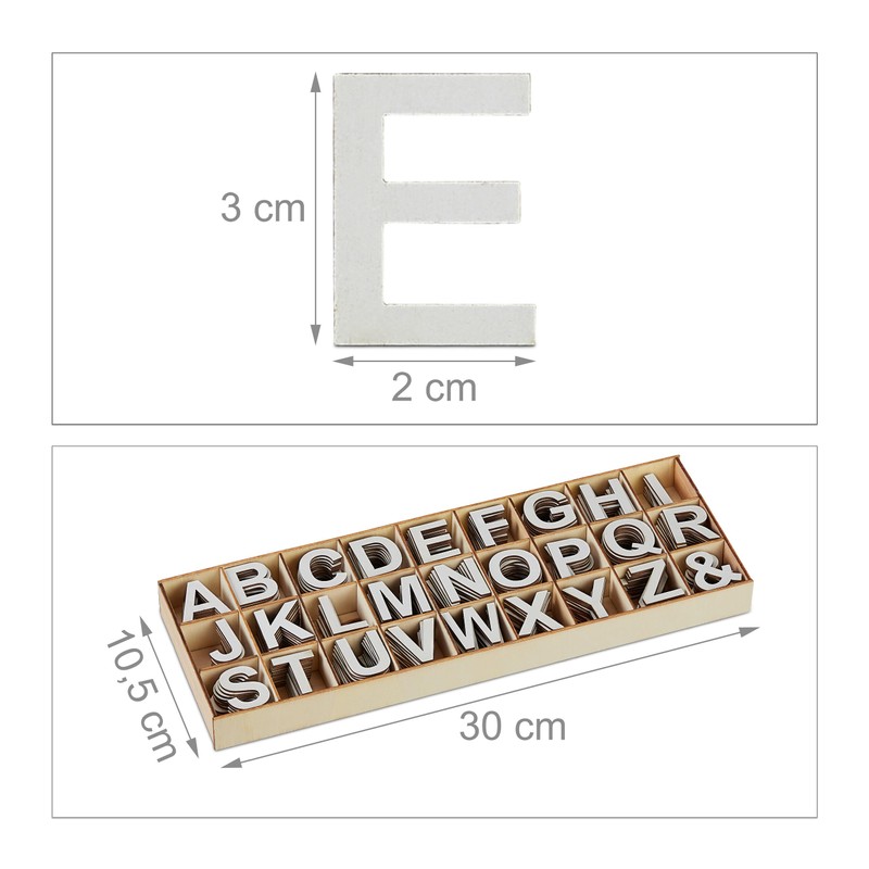 Relaxdays Wooden Letters Set, 324 Pieces, Capital Letters A-Z, and