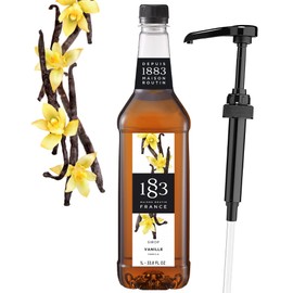 Vanilla Syrup for Coffee 33.8 Ounces with Pump - 1883 Vanilla Coffee Syrup, 1 Liter Plastic Bottle Made in France