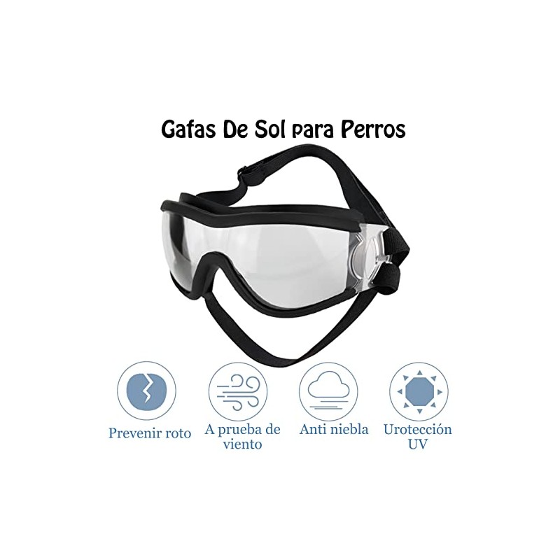 Gafas de Sol para Perro, Transparente, Ajustables | Perros Medianos