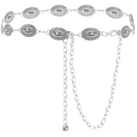 Kezoic Adjustable Concho Belt for Women Metal Chain Belt Cowgirl Premium Belly Belt for Concerts, Festivals, Cosplay, Daily Wear