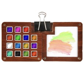 Portable Sketchbook Palette 15 Grids Mini Travel Watercolor Paint Palette Paint Box Saver with a Clip for Watercolor Gouache Acrylic Painting Nail Art