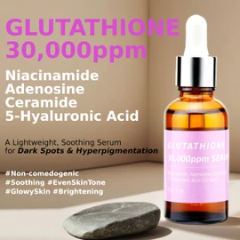 Pure Glutathione Glow Serum 30,000 ppm for Dark Spots & Uneven Tone – Radiance-Boosting Formula with Niacinamide, 5x Hyaluronic Acid & Ceramide – Smooth, Luminous for Sensitive Skin Korean Skincare