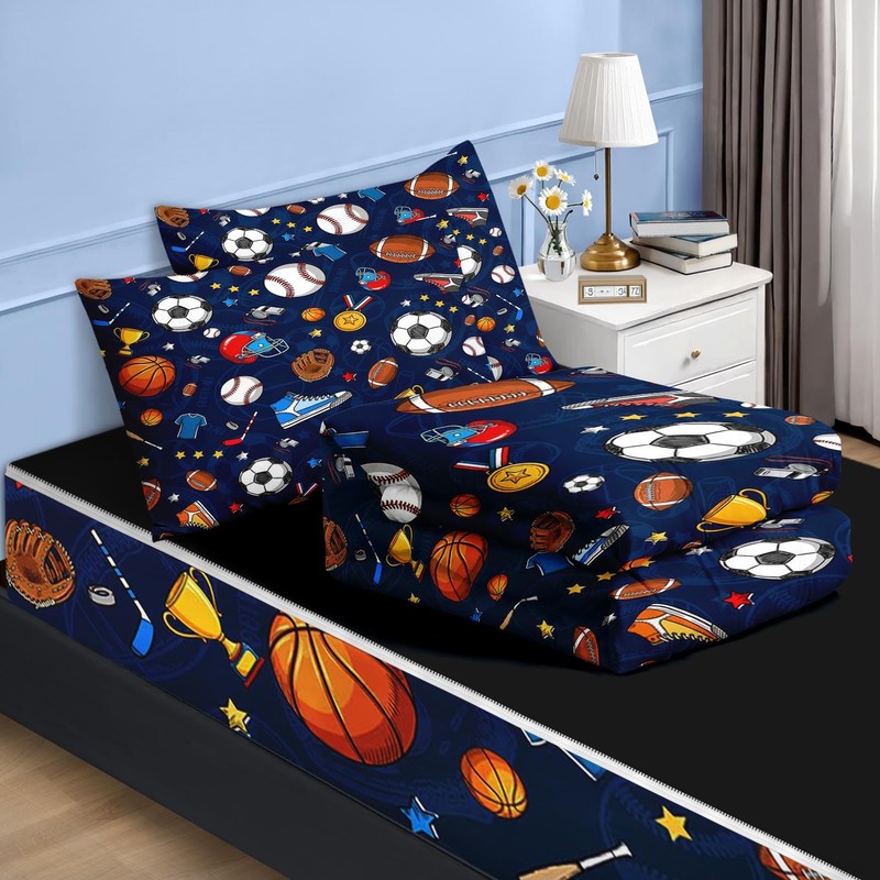 Nesker Football Twin Zipper Bedding for Boys, 3-Piece-All-in-one